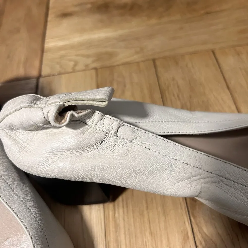 Everlane Shoes Womens 6.5 Ivory Leather Slip On Ballet ‎ Block Heel Round Toe